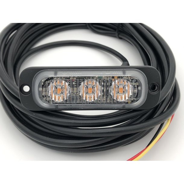 Supplerende blink, Gul, 3 LED, 12/24 V, R65, 5 meter kabel