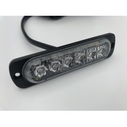 Supplerende blink, Gul, 6 LED, 12/24 V, ECE R65, Vandret montering, 5 meter ADR ledning