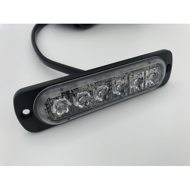 Supplerende blink, Gul, 6 LED, 12/24 V, ECE R65, Vandret montering, 5 meter ADR ledning