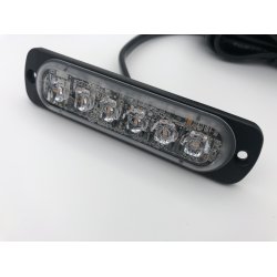 Supplerende blink, Gul, 6 LED, 12/24 V, ECE R65, Vandret montering, 5 meter ADR ledning