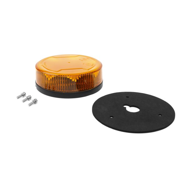 Lavt LED-Blink gult glas, 12-24V, fastmontering, 3 bolt.