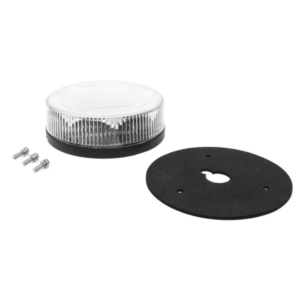 Lavt LED-Blink klart glas, 12-24V, fastmontering, 3 bolt.