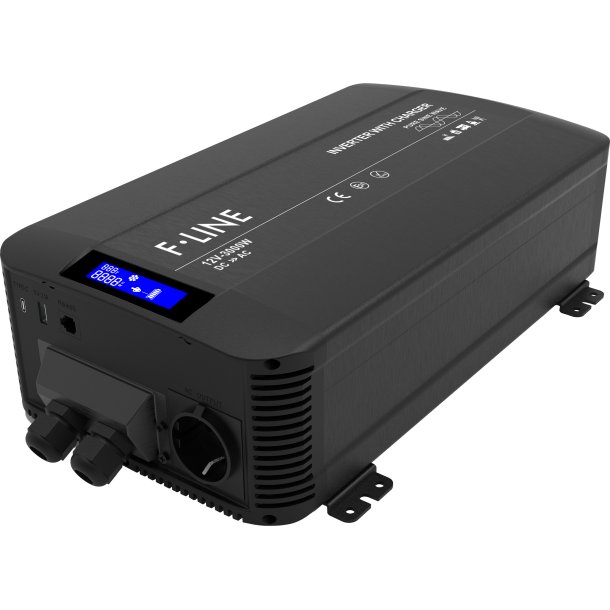 DC-AC Ren sinus inverter. 12V-230V, med ATS og lader, 3000 W (6000W Peak)