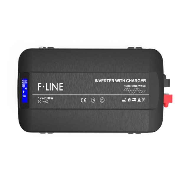 DC-AC Ren sinus inverter. 12V-230V, med ATS og lader, 2000 W (4000W Peak)