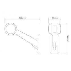 Venstre slingrelygte med gul sidemarkering, LED, 12/24V