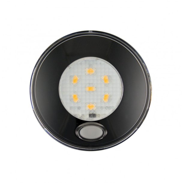 Interirlampe, rund, 12v, sort med kontakt