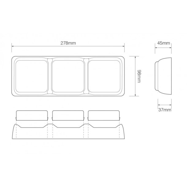 80 serie firkantet sort ramme, til 3 moduler