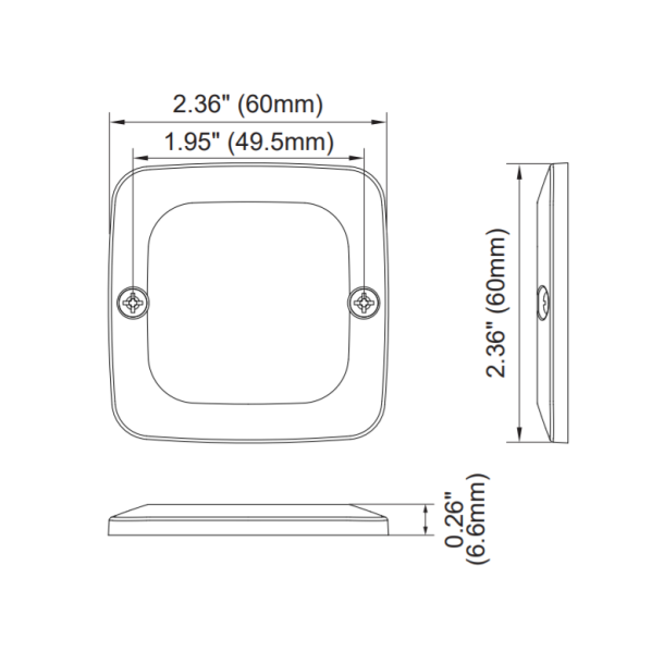 Supplerende blink, 2x2 Gul led/klar glas,6,6mm tyk, SAE godkendt, 12/24v