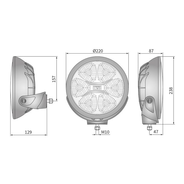 Fervor fjernlygte, 2400 Lumen (ref 50), 28W, 6 LED, K�relys m. parkeringslys (3W), 12-24V