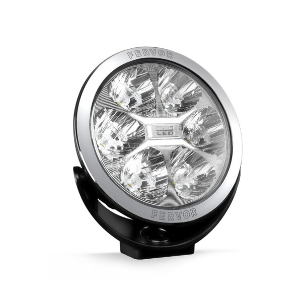 Fervor fjernlygte, � 180 mm, 2400 Lumen (ref 25), 28W, 6 LED, K�relys m. parkeringslys (3W), 12-24V