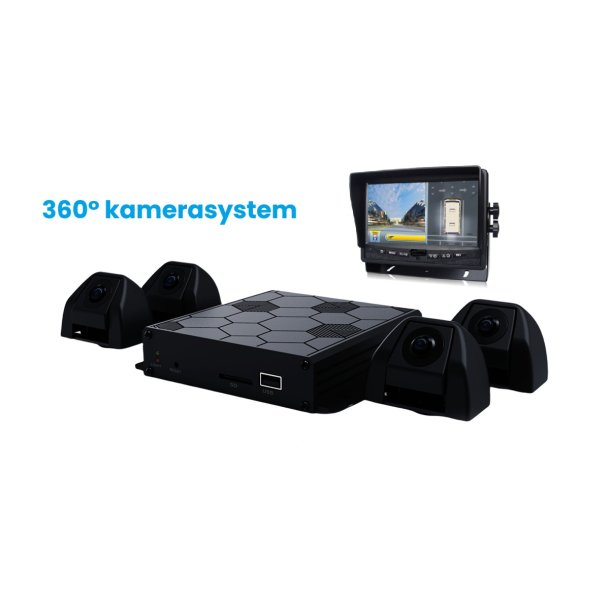 360� kamerasystem med 4 kameraer og 7" sk�rm