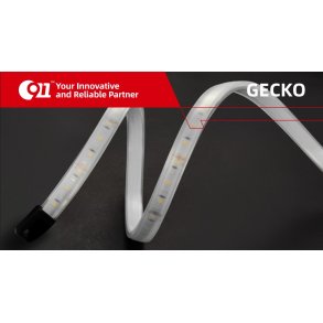 Gecko Interi�rlampe i silicone 540 mm, R�d/Hvid, 12/24V