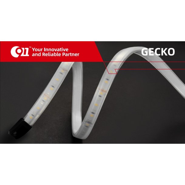 Gecko Interi�rlampe i silicone 540 mm, R�d/Hvid, 12/24V
