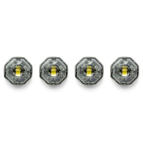 OctaFit, st á 4 stk, 12-24V, R65, Gul LED, klart glas 