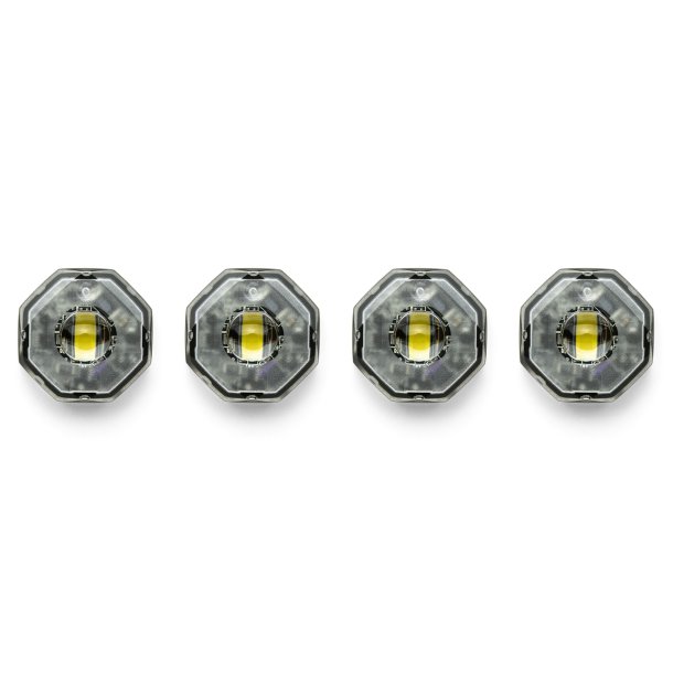 OctaFit, st &aacute; 4 stk, 12-24V, R65, Gul LED, klart glas 