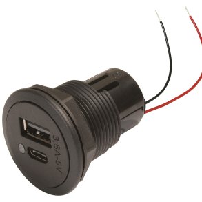 USB-A og USB-C ladestikd�se 5V, 5A (2x2,5A)