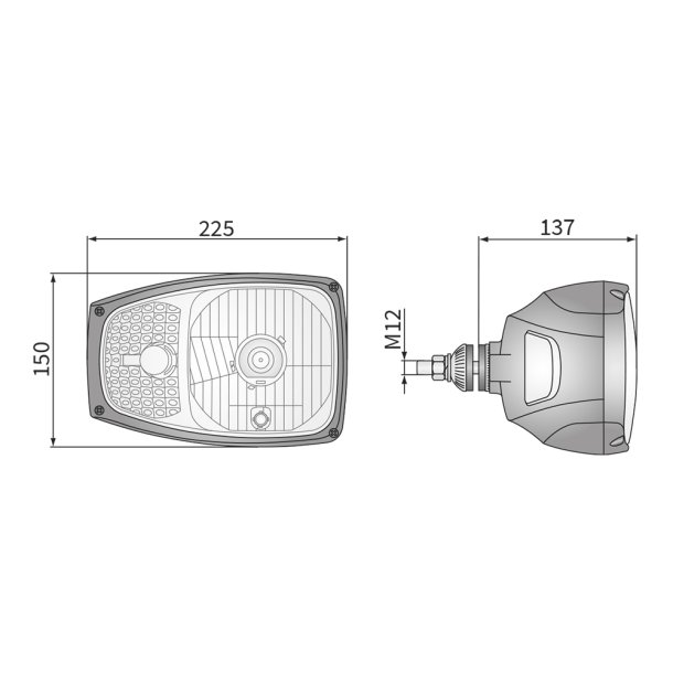 Universal forlygte/Sneplovslygte, med indbygget blinklys, 12v, H4, H�jre