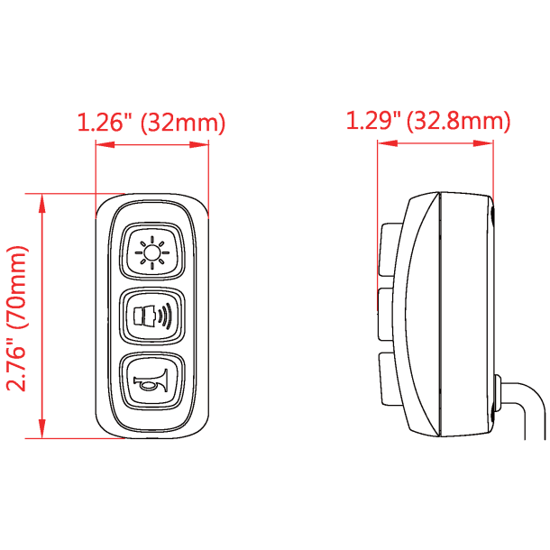 MC Sirene m. hjtaler og hndst, 30W, 12v
