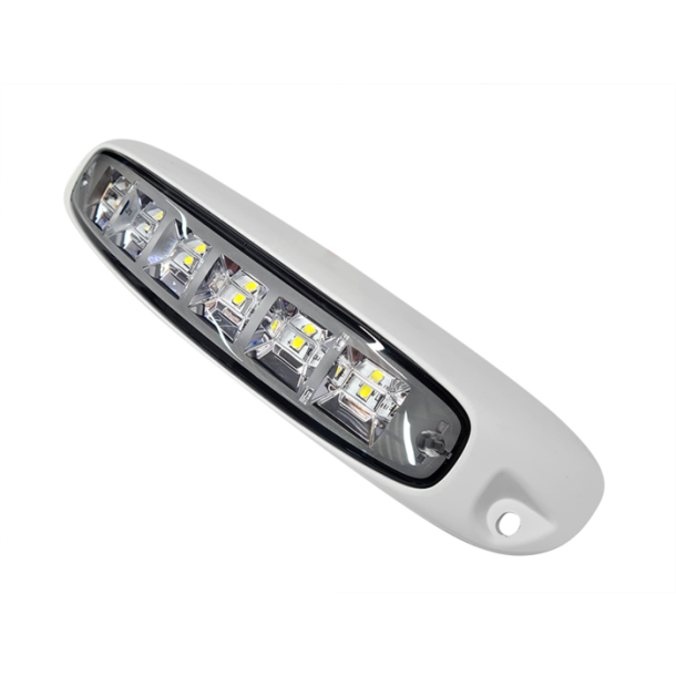 Scenelight LED, Hvid ramme, 6 x LED, 12-24v, 14W, 1730 lm, IP67, 3 meter kabel