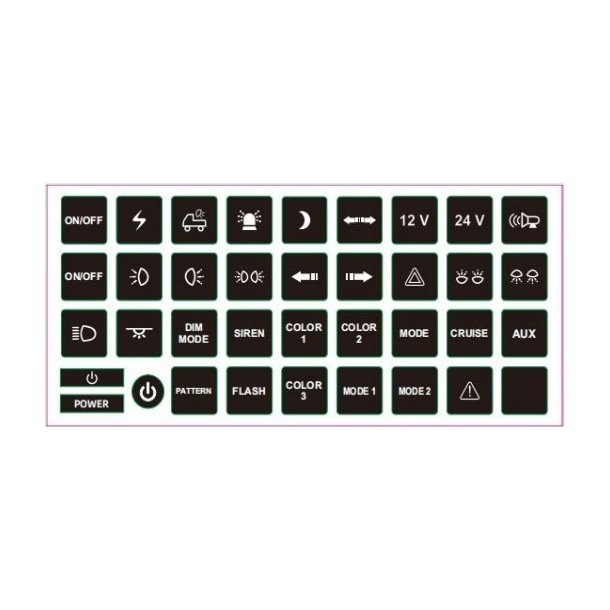 Betjeningspanel med 6 funktionsknapper, 10-30V