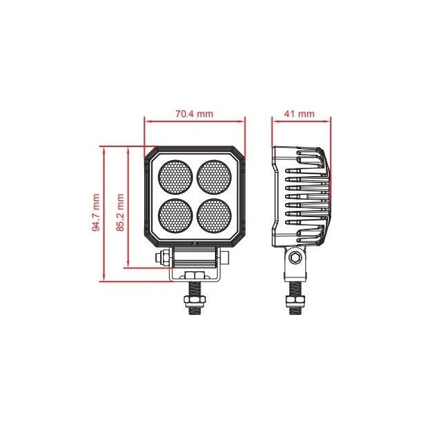 Baklygte R23 godkendt, R Lumen: 2750, Flood, 5 meter kabel.