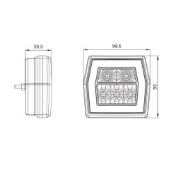 Universal LED baglygte, 12-36V, Bag/stop/blink, 1 m kabel.