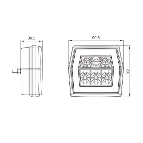 Universal LED postionslygte, 12-36V, Pos/blink, 1 m kabel.