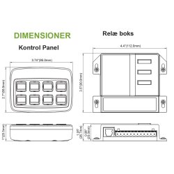 SW830-2 Kontrol panel til lysbro, 8 kontakter / 7 afbrydere, 1,2 m kabel, 12/24V, A03-22130-00R