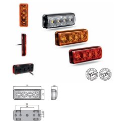 Sidemarkeringslygte, 12/24V, Gul