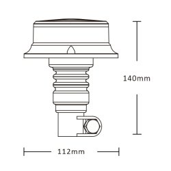 Ultra kompakt LED blink, Klar glas/Gul blink, 12/24v, Stangmonteret, R65