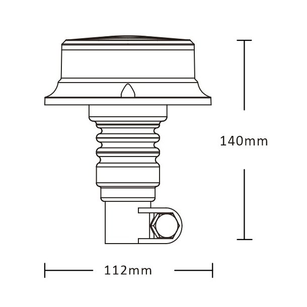 Ultra kompakt LED blink, Klar glas/Gul blink, 12/24v, Stangmonteret, R65