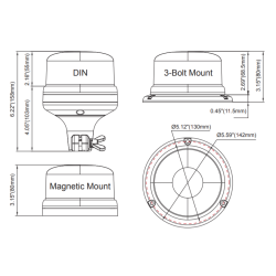 Magnetblink blt glas m. spiralkabel 12-24V