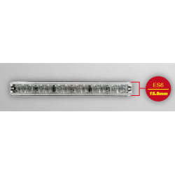 Kraftig gul LED/clear lens, R65, 12/24v. 6 LED, Flad og bred