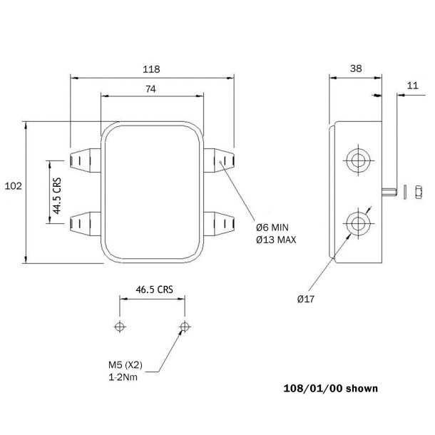 Samledse 8-polet 102 x 74 x 38 mm.
