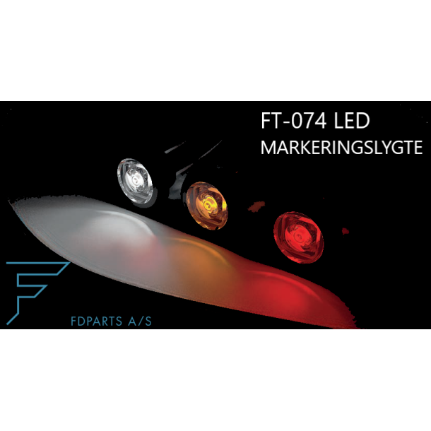 Markeringslygte LED, gul,  20/32 mm, 12-36 volt.