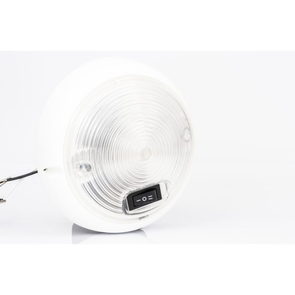 Interirlampe LED, hvid, rund, 12-36V, m/ kontakt