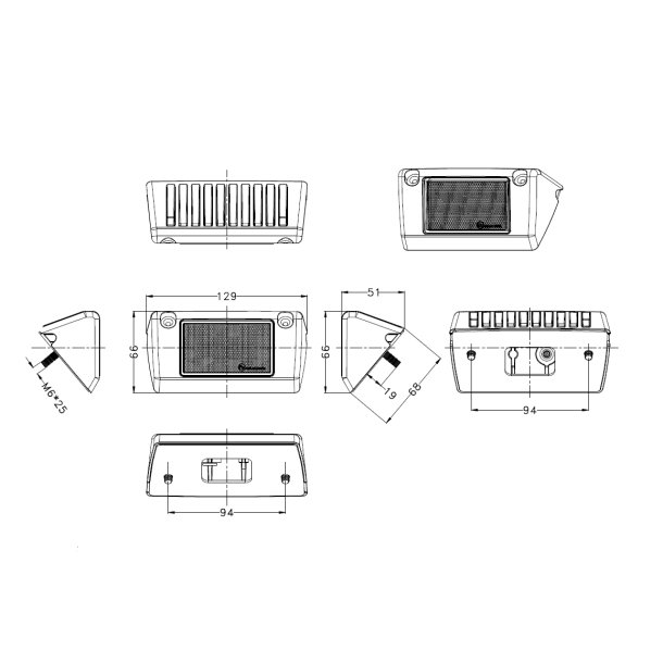 Mini scenelight med sort hus, 1200 Lumen, Flood