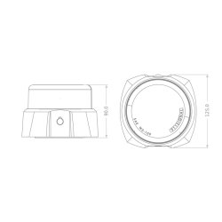 Genopladeligt advarselsblink, magnetmonteret, Blt glas, R65, inkl. 12v oplader og fjernbetjening.
