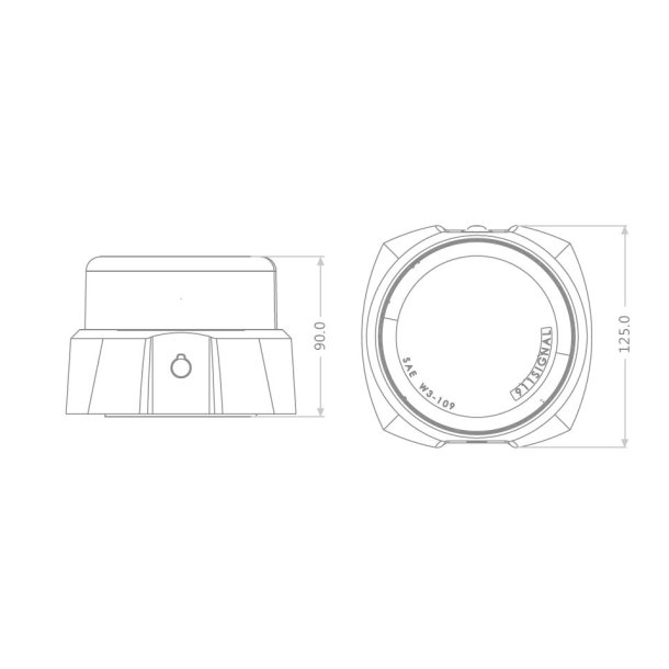 Genopladeligt advarselsblink, magnetmonteret, Blt glas, R65, inkl. 12v oplader og fjernbetjening.