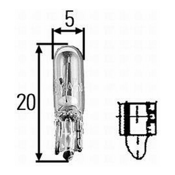 Glassokkel pre 12V/1,2W W2x4,6D