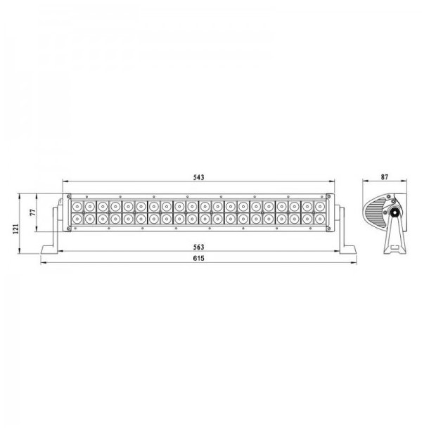 Buet LED arbejdslysbar 7200 lumen, 9-33V, Flood/Spot