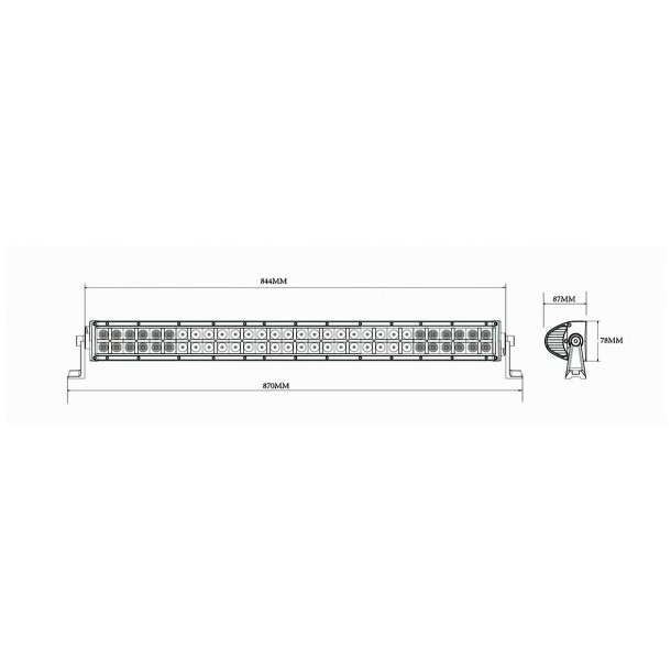 Buet LED arbejdslysbar 10800 lumen, 9-32V, Flood