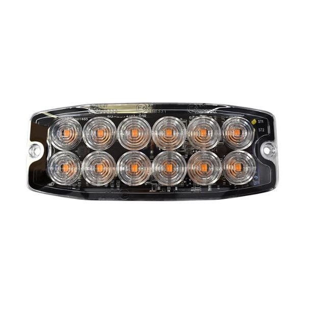 Supplerende blink, 12 Gul led/klar glas, 6,6 mm dyb, 12/24v,