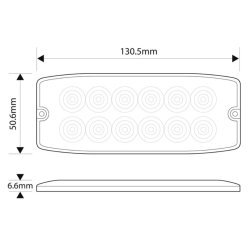 Supplerende blink, 12 Bl led/klar glas, 6,6 mm dyb, 12/24v,