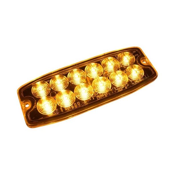 Supplerende blink, 12 Gul led/klar glas, 6,6 mm dyb, 12/24v,