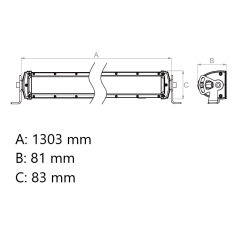 Buet LED arbejdslysbar 25920 lumen, 9-32V, Flood (1303 mm.)