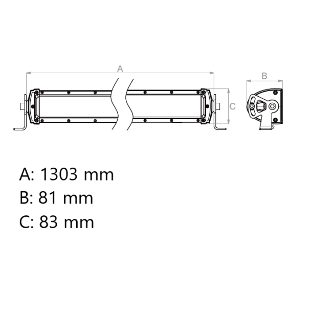 Buet LED arbejdslysbar 25920 lumen, 9-32V, Flood (1303 mm.)