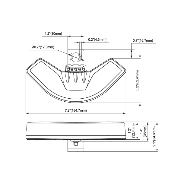 OV9 (st af 2), L-beslag, Bl LED Bl glas, R65, 12/24V, kan natsnkes