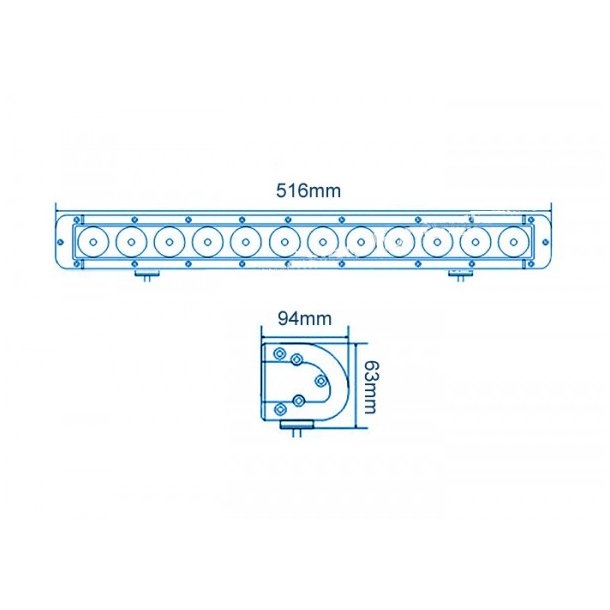 LED arbejdslysbar, 8650 Lumen, 9-32V, Spot