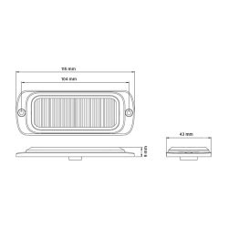 Supplerende blink, Gul, 12 LED, 12/24 V, ECE R65, nats�nkning